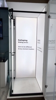 SVA-8490 Porte de douche coulissante en verre d'angle en acier inoxydable pour salle de bain carrée moderne, petit espace