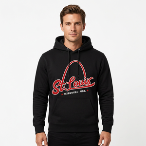 Sweat-shirt polaire tendance personnalisé à motif graphique vintage, style rétro St. Louis Missouri City, pour homme, décontracté - Product Image 1