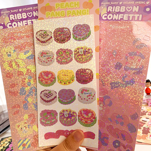 Adesivi Personalizzati Coreani Scintillanti Kawaii, Fogli di Adesivi in Vinile con Effetto Arcobaleno Glitterato, Stampa Kiss Cut per Bambini - Product Image 4