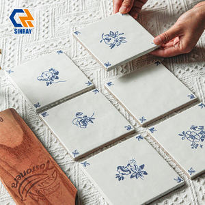 Collection TilesDelft, carreaux de porcelaine bleus et blancs modernes, faits à la main, petits carreaux à fleurs, carreaux muraux et de sol pour cuisine et salle de bain, antidérapants - Product Image 5