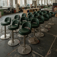 Tabouret de bar moderne de luxe rembourré en métal doré pivotant, chaise haute réglable pour café et restaurant