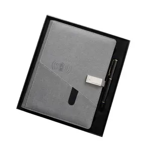 Popular Charging notebook mobile power notepad with U disk wireless charging loose-leaf business for gift in Norway market