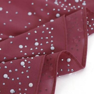 ผ้าพันคอชิฟฟ่อนฮิญาบผ้าชิฟฟ่อนพร้อมไข่มุกดีไซน์มาเลย์ - Product Image 5