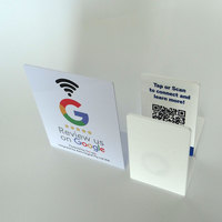 Carte de visite NFC personnalisée 12x19cm, fréquence 13,56 MHz, étanche, avec support de menu NFC et code QR pour avis Google
