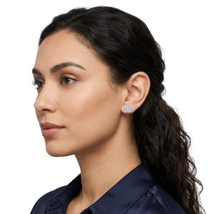 Boucles d'oreilles en diamant 0,19 ct, taille princesse, or blanc 14 carats, carrées de 4 mm, pour femme, à porter au quotidien, 4 mm - Product Image 2