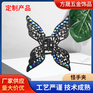 Manufacturer supplies 3D black butterfly hair <b>clip</b>, Korean style, hollowed-out, high-end, girly <b>bow</b> decorative hair <b>clip</b>. - Product Image 5