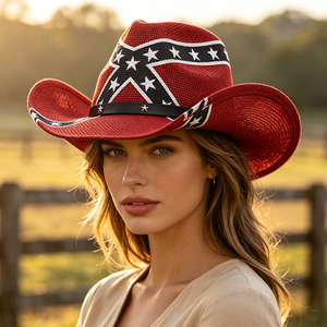 Westelijke geprinte design Amerikaanse vlag cowboy Panama hoeden waterdicht aangepast logo met leren band ODM/OEM sport casual outdoor - Product Image 2
