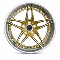 Jante automobile en alliage d'aluminium forgé deux pièces, double disque, poli miroir, électroplaqué, double cinq colonnes 4x100