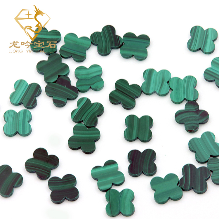 13X13X2mm Green malachite stone beads Four Leaf Clover Gemstone Natural malachite clover for jewelry makingPopular