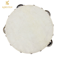 Wholesale Price KIRSTEN CT-4 Musical Teaching Tools Durable Sheepskin Drumhead Single Row Wooden Hand Held Tambourines 6-10 Inch