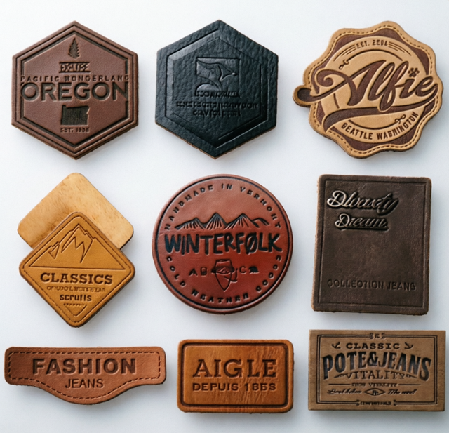Custom Cheaper Embossed Pu Fake Leather Label Patch for Hat Clothing Bag