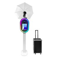 Cabine photo magique iPad ovale portable avec kiosque à selfie à lumière RVB avec angle de tête réglable compatible avec l'appareil photo