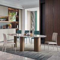 Ensemble de meubles de salle à manger de créateur de haute qualité, italien de luxe moderne en céramique marbre table à manger villa grande table à manger ensemble