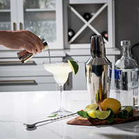 Ensemble de shaker à cocktail en acier inoxydable noir mat écologique avec logo personnalisé, fabrication directe d'usine, bois