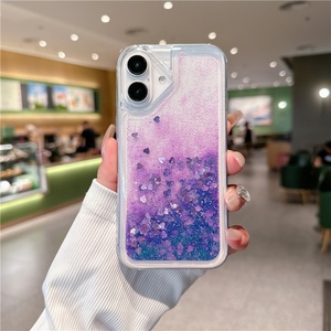 เคสใส่ iPhone 16 15 Pro Max 14 13 12 11 XR XS MAX 6S 6 7 8 Plus SE 2 ลายหัวใจวิบวับแบบเหลว ประดับกลิตเตอร์ - Product Image 5