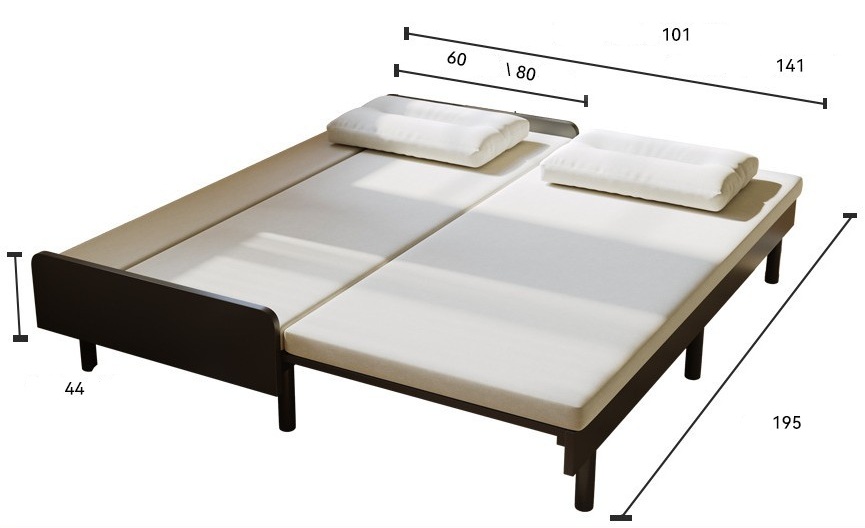 Divano letto in cotone e lino con cuscino in spugna [nero]