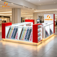Kiosque d'exposition pour téléphones portables en verre rouge et blanc avec éclairage LED, vitrine de vente en gros pour centre commercial