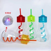 Gobelets transparents en PET pour fête à lumière RVB de 500ml avec couvercle en paille pour boire, tasse promotionnelle de 16oz pour mariages, noël, fête à la maison