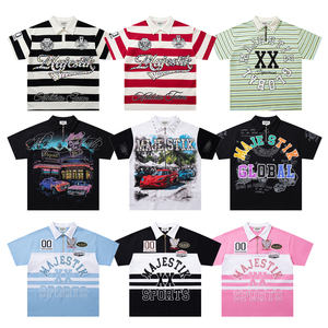 Nuova Collezione: Polo con Mezza Zip per Uomo, Abbigliamento di Alta Qualità con Stampa in Strass, T-shirt Majestik a Maniche Corte per Uomo - Product Image 1