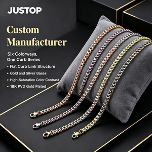 สร้อยข้อมือกูร์เมต์หลากสี ขายส่ง ทำจากสแตนเลสสตีล 316L ชุบทอง 18K PVD ป้องกันการหมองคล้ำ เครื่องประดับ - Product Image 1
