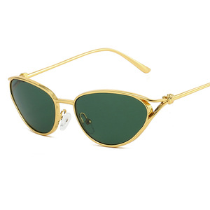 Custom Logo 2026 Retro <b>Small</b> Frame Sun Glasses Gold Brown Full Rim <b>Shades</b> UV400 Metal Cat Eye Sunglasses for Women - Product Image 5