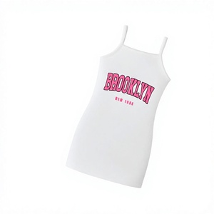 Nouvelle arrivée : Ensemble d'été 2 pièces respirant en coton pour filles de 0 à 2 ans – T-shirt à manches courtes en maille et robe moulante à bretelles avec lettres - Product Image 1