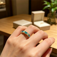 Bague en opale, argent sterling 925, opale ronde bleu-vert dégradé, alliance éternité, empilable, hypoallergénique, pour un usage quotidien, pour femmes