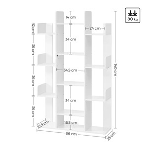 HIKUYA MDF Bookshelf With 13 Storage <b>Shelves</b> Bookcase Office <b>Shelf</b> Organizer ZY169 <b>Book</b> Display Rack ZY169 - Product Image 6