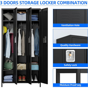 Heavy Duty Cold Rolled Steel 3 Door Locker American Standing Style with Legs Custom Color & Size for Industrial Warehouse Locker - Product Image 2
