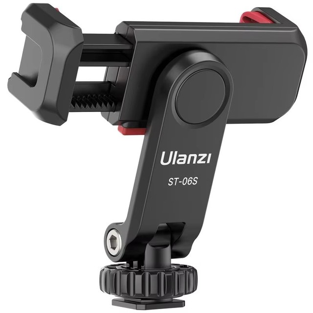 Ulanzi ST-06S Phone Holder Clamp Phone Tripod Mount 360 Rotatable With Cold Shoe Mount for Smartphone Vlog Selfie Live Streaming