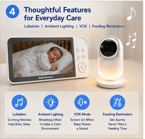 Baby Monitor 5 Pollici Dual Mode 1080P WiFi con Modalità Privacy Spegnibile, Modalità VOX, Avvisi di Temperatura, Telecamera e Audio - Product Image 4