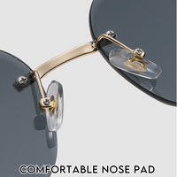 Lunettes de soleil sans monture 2026 de créateur pour femmes et hommes, monture métallique sans bords, découpe diamant, verres dégradés bleus de haute qualité