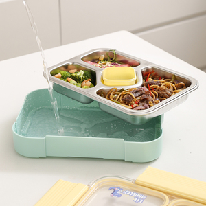 Mikrodalga bulaşık makinesi dondurucu güvenli BPA ücretsiz gıda saklama kutusu çocuklar 4 bölmeli çocuklar okul için yemek kabı - Product Image 6