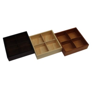 Wooden Divided <b>Storage</b> <b>Tray</b> 4 Compartments Square Snack Plate For Dried Fruit And Candy Organization - Product Image 5