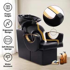 Fauteuil de lavage moderne et minimaliste en métal, avec revêtement en cuir PU, pour salon de coiffure et institut de beauté - Product Image 6