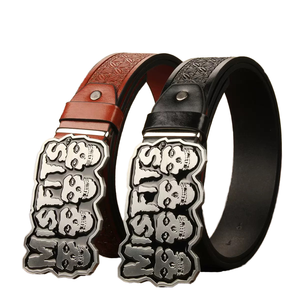 Neues Design Misfits Totenkopf PU-Ledergürtel mit Großer Metallschnalle, Europäischer Goth-Punk-Stil, Geprägte Casual Herren-Taillengürtel - Product Image 1