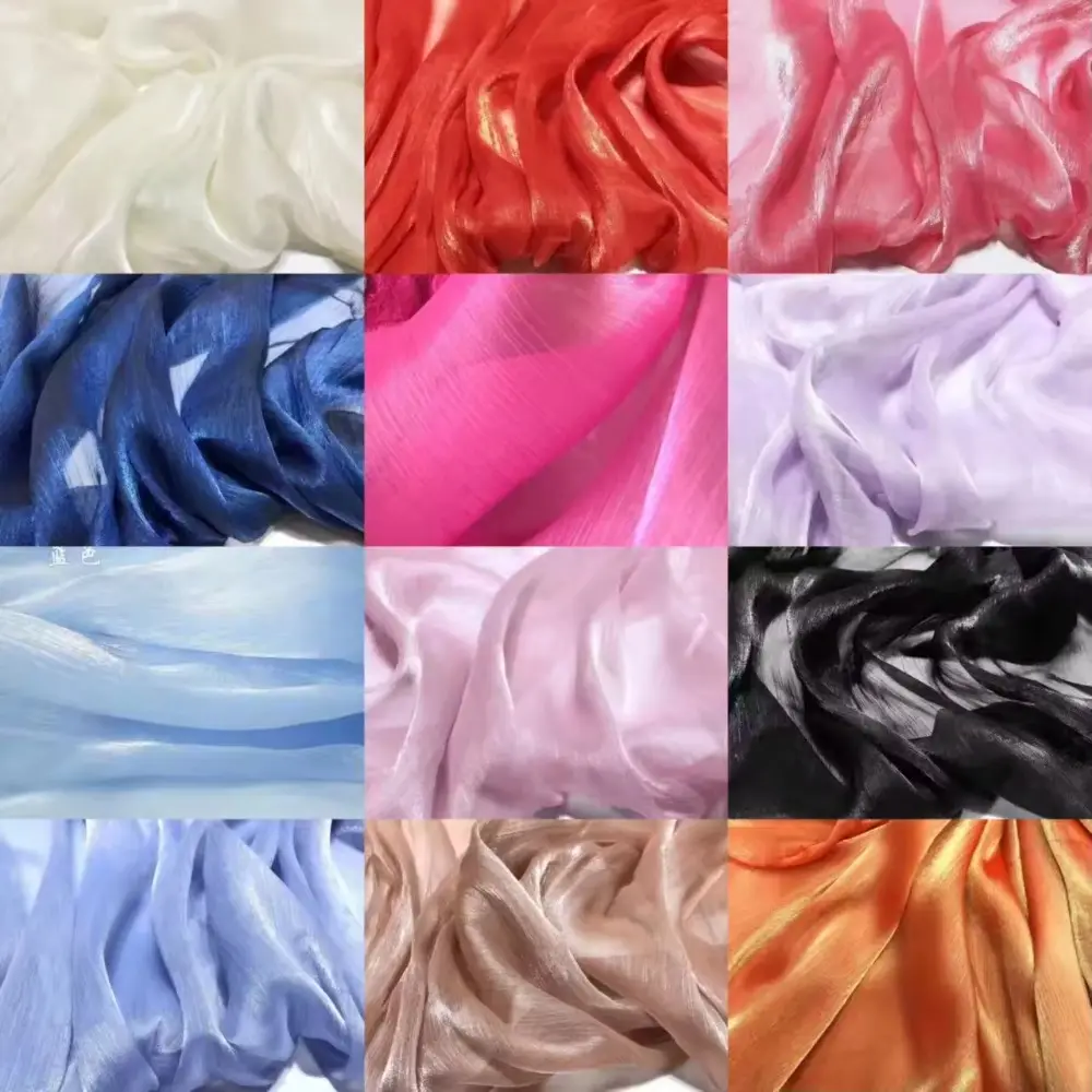 Vente en gros Tissu organza léger en polyester pailleté pour robe de cérémonie ou robe de mariée