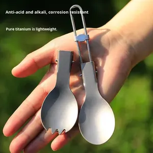 ニューウェル 純チタン素材 環境に優しい ポータブル食器 アウトドア 登山 キャンプ 軽量 折りたたみナイフ - Product Image 3
