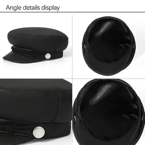 Outdoor Casual Newsboy Leather Caps With Customized Logo OEM Driving Beret Ivy Cap Retro England Visor Big Head Flat Caps