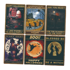 Letreros Metálicos Pintados de <span class=keywords><strong>Halloween</strong></span>, Impresiones Variadas en Lámina, Venta al por Mayor, Decoración de Pared para Bares y Garajes, Divertidos, Retro, Vintage - Product Image 1