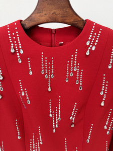 Vestidos Maxi <span class=keywords><strong>de</strong></span> Noche Elegantes y Formales <span class=keywords><strong>para</strong></span> <span class=keywords><strong>Mujer</strong></span>, <span class=keywords><strong>de</strong></span> Manga Larga, Color Rojo, con Pedrería, <span class=keywords><strong>de</strong></span> Lujo, al por Mayor, <span class=keywords><strong>de</strong></span> Fábrica, con Etiqueta Privada OEM Personalizada - Product Image 6