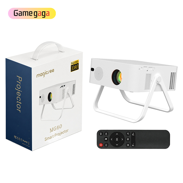 Gamegaga MG60 Android 14 1080P Smart Projector WiFi for 350 Lumens Built-in Speakers Portable Home Cinema 180 Adjustable