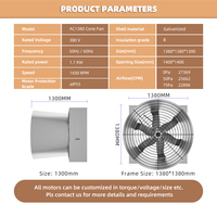 Ventilador de Cono de 50 Pulgadas para Recolección de Viento, 1.1KW, Accionamiento por Correa, Motor de Cobre Puro, para Granjas de Cerdos, Invernaderos, Plantas Industriales