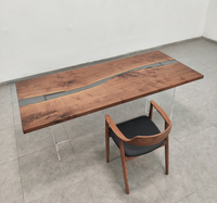 Table à manger moderne en bois massif avec bord naturel, robuste, écologique, multifonctionnelle, pour bar à domicile, salle à manger, plateau de table en noyer de 2 m