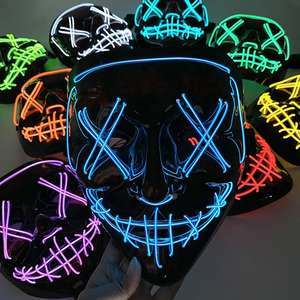 Máscara LED de Halloween transfronteriza Venta caliente Fiesta de disfraces Máscara de fantasma aterrador Luz fría Decoración brillante - Product Image 3