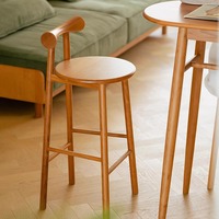 Tabouret de bar papillon en bois de cerisier, style japonais, nordique moderne, tabouret haut en bois massif avec dossier, chaise de salle à manger ottoman