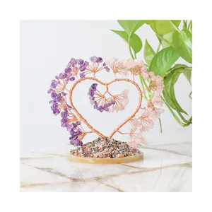 Árvore de cristal de alta qualidade para decoração de mesa de luxo em forma de coração