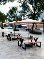 Set Meja dan Kursi Makan Terpadu untuk Luar Ruangan, Populer untuk Gazebo, Paviliun, Kedai Kopi dan Teh Susu, Halaman Santai, dan Taman
