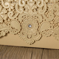 Cartes d'invitation de mariage de luxe découpées au laser, motif floral, décoration diamant, pour événements et fêtes, imprimées UV, papier couché mat laminé