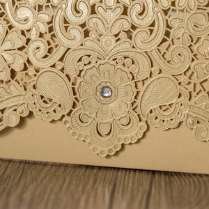 Invitaciones de Boda de Lujo con Diseño Floral Cortado con Láser, Decoración de Boda con Diamantes, para Eventos y Fiestas - Product Image 3